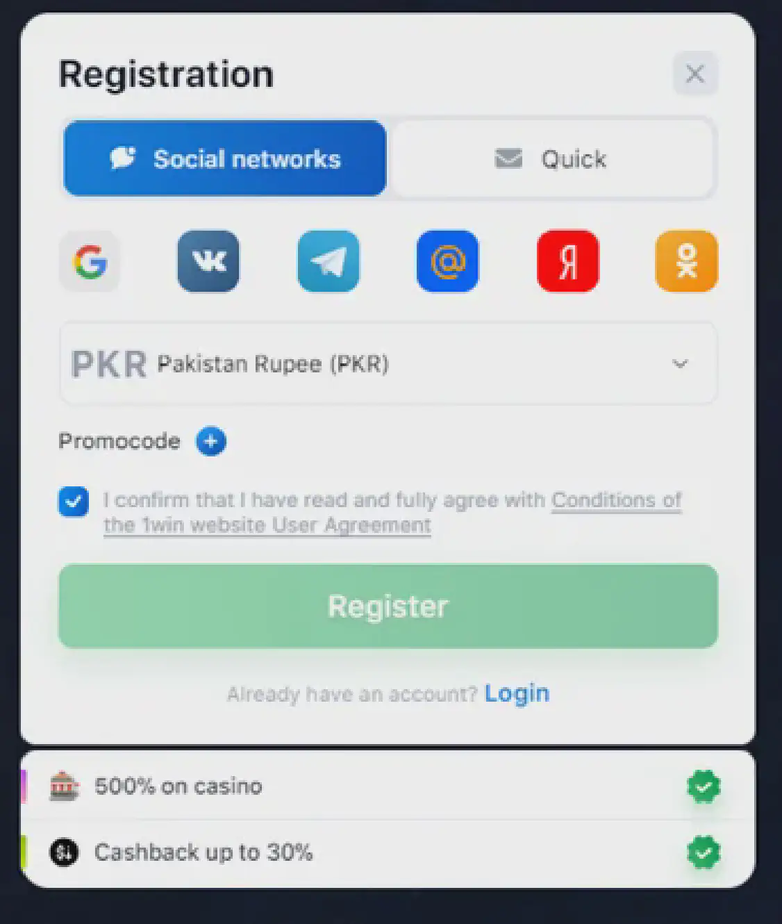 Aviator registration